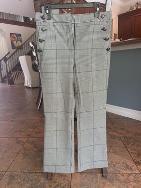 LOFT Black and White Glen Plaid Trousers
